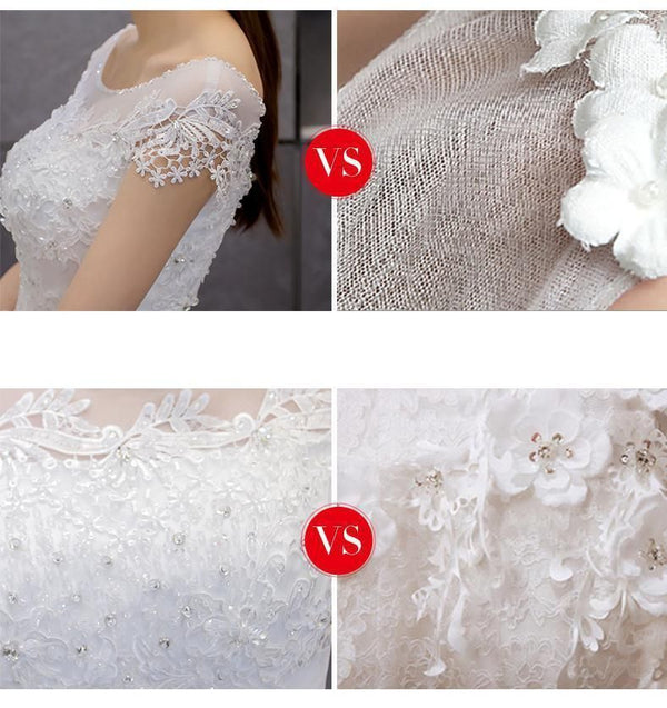 Sexy Beading Wedding Dress Applique Illusion Bridal Dress Ball Gown | EdleessFashion
