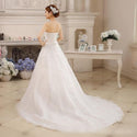Elegant White Wedding Strapless Ball Gown Lace Up Beaded Sequined | EdleessFashion