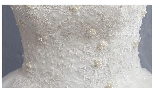 Applique Lace Vintage Wedding Dress Off Shoulder Bride Dress | EdleessFashion