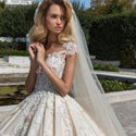 Vintage Cap Sleeve Luxury Ball Gown Wedding Dress | EdleessFashion