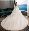 Wedding Dress Classic Off White Long Sleeve With Train | EdleessFashion