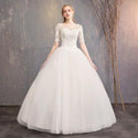 Elegant Cream Wedding Dresses Ball Gown Lace Up Embroidery | EdleessFashion