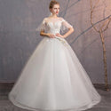 Elegant Lace Wedding Dresses O-Neck Short Sleeve Ball Gown | EdleessFashion
