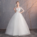 Elegant Wedding Dresses Ball Gown O-Neck Lace Up 3/4 Sleeve | EdleessFashion