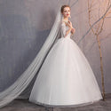 Elegant Wedding Dresses Ball Gown O-Neck Lace Up 3/4 Sleeve | EdleessFashion