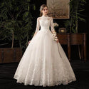 High Neck Half Sleeve Wedding Dress Sexy Bridal Gown | EdleessFashion
