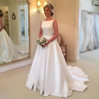 Elegant A-line Wedding Dress Sleeveless with Sweep Train | EdleessFashion