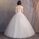 Elegant Wedding Dresses Ball Gown O-Neck Cap Sleeve Lace Appliques | EdleessFashion