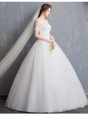 New Vintage Wedding Dress Short Sleeve Gown | EdleessFashion