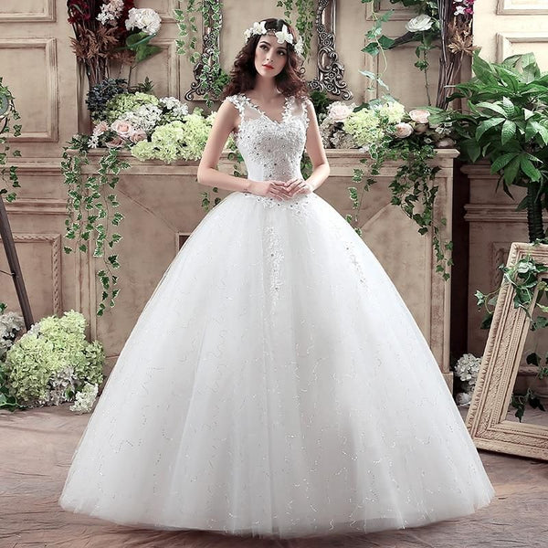 Princess Wedding Dress V-neck Wedding Gown | EdleessFashion