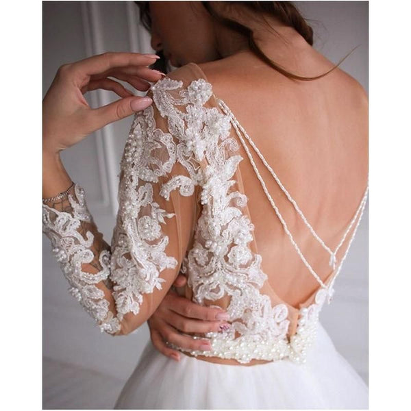 Sexy Off The Shoulder Wedding Dress with Long Sleeves | EdleessFashion