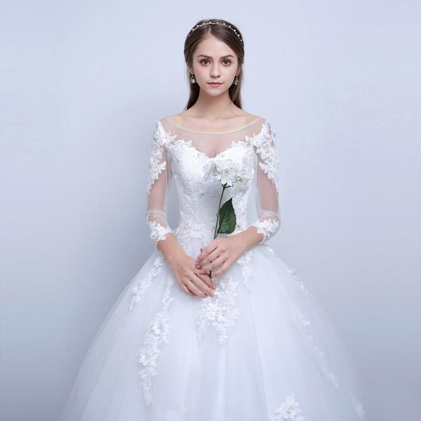 Elegant Applique Ball Gown Wedding Dress | EdleessFashion