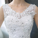 Sexy V-neck Lace Wedding Dress Sleeveless Floral Print Ball Gown - EdleessFashion