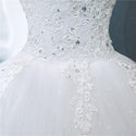Sexy V-neck Lace Wedding Dress Sleeveless Floral Print Ball Gown - EdleessFashion
