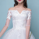 Wedding Dresses Ball Gown Half Sleeve Off The Shoulder Lace Embroidery - EdleessFashion
