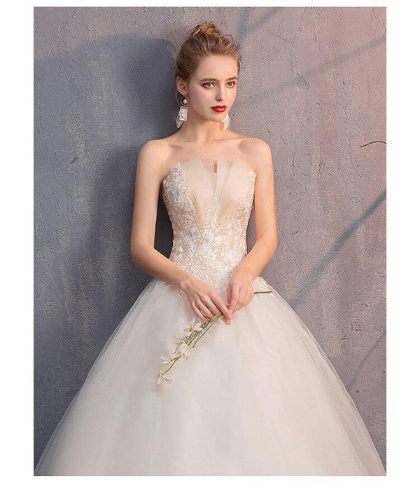 Sexy Illusion Wedding Dresses Strapless Ball Gown Lace Up | EdleessFashion