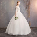 Embroidery Cream Wedding Dresses Sweetheart Lace Up Ball Gown | EdleessFashion