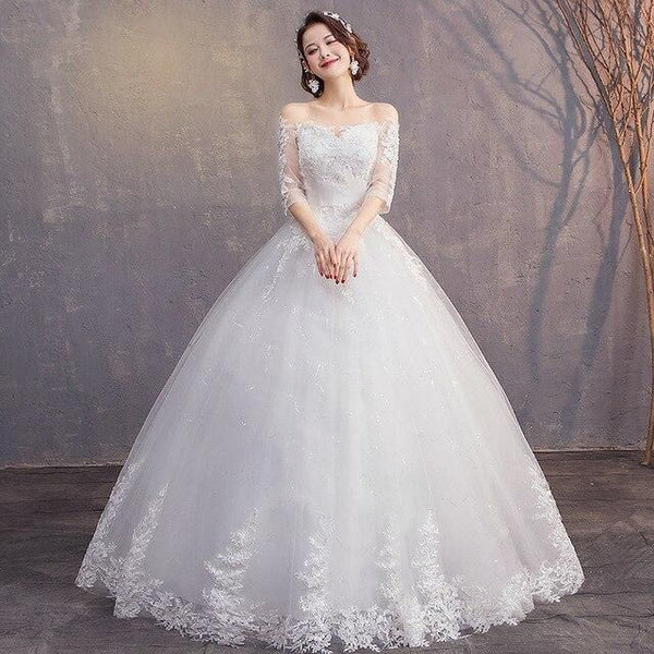 Floral Appliques Wedding Dresses Ever Pretty Ball Gown Lace Up | EdleessFashion