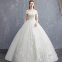 Lace Appliques Wedding Dresses Off The Shoulder Ball Gown Tulle | EdleessFashion