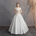 Sexy Strapless Simple Satin Wedding Dress A-line Lace Up Princess Wedding Gown - EdleessFashion