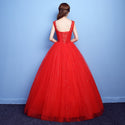 V-neck Beading Backless Sexy Wedding Dress Tulle Crystal Ball Gown - EdleessFashion