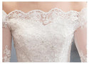 Illusion Lace Wedding Dresses Half Sleeve Off The Shoulder Beaded Appliques | EdleessFashion
