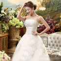 Elegant White Wedding Strapless Ball Gown Lace Up Beaded Sequined | EdleessFashion