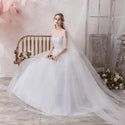 Classic O Neck Half Sleeve Wedding Dress | EdleessFashion