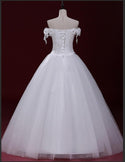 Wedding Dresses Strapless Lace Appliques Lace Up Ball Gown - EdleessFashion