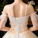 Elegant Wedding Dresses Spaghetti Straps Ball Gown Appliques Lace Up | EdleessFashion