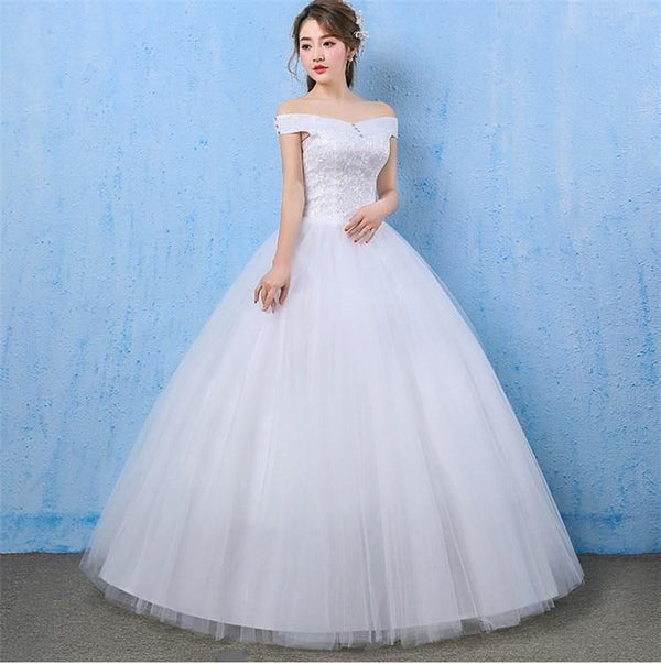 Crystal Dress Wedding Long Lace Off-Shoulder Dress | EdleessFashion