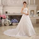 White Wedding Strapless Ruched Beaded Embroidery Elegant Bride Dresses - EdleessFashion