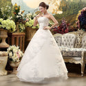 White Wedding Strapless Ruched Beaded Embroidery Elegant Bride Dresses - EdleessFashion