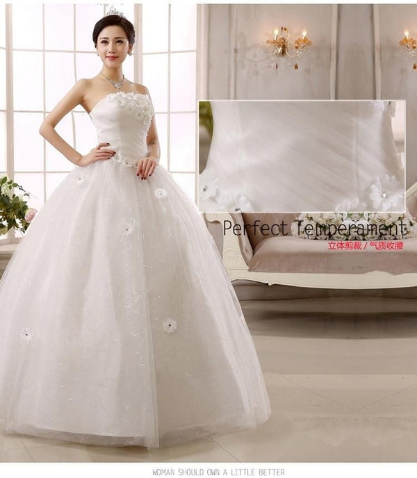 Sexy Off White Strapless Wedding Dress Ball Gown | EdleessFashion