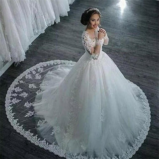 Elegant A-Line Tulle  Beaded Wedding Dress with Court Train | EdleessFashion