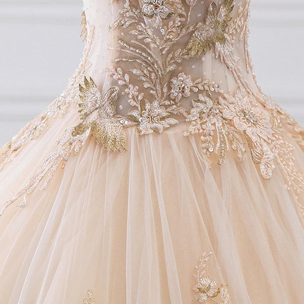 Luxury Sparkly Beading Pearls Wedding Gown | EdleessFashion