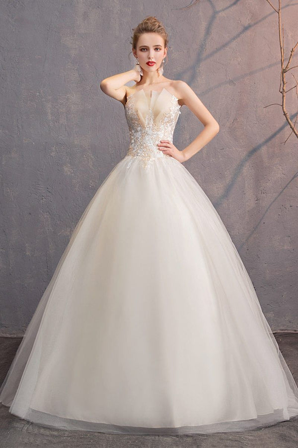 Sexy Strapless Lace Flower Lace Up Princess Ball Gown Regular / Plus Size | EdleessFashion