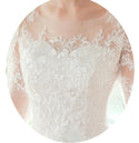 Luxurious O Neck Three Quarter Sleeve Wedding Dress For Women | EdleessFashion