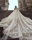 Luxury Beaded Lace Wedding Dress with 3D Floral Design | EdleessFashion