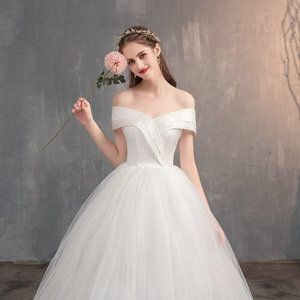 Sexy Satin Wedding Dress Off The Shoulder Gown | EdleessFashion
