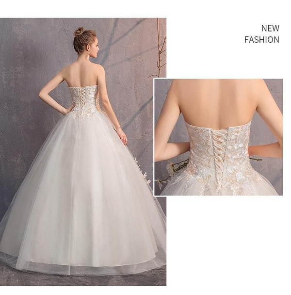 Sexy Strapless Lace Flower Lace Up Princess Ball Gown Regular / Plus Size | EdleessFashion