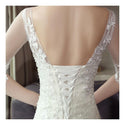 Half Sleeve Mermaid Wedding Dress with Small Train Lace Up | EdleessFashion