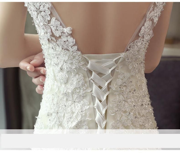 Sexy Mermaid Wedding Dress Lace Embroidery Princess Gown | EdleessFashion