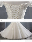 Sexy Mermaid Wedding Dress Lace Boat Neck with Sweep Train | EdleessFashion