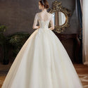 High Quality Champagne O Neck Short Sleeve Wedding Dress | EdleessFashion