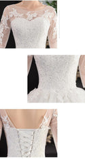 Sexy Classic Lace O Neck Half Sleeve New Wedding Dress | EdleessFashion