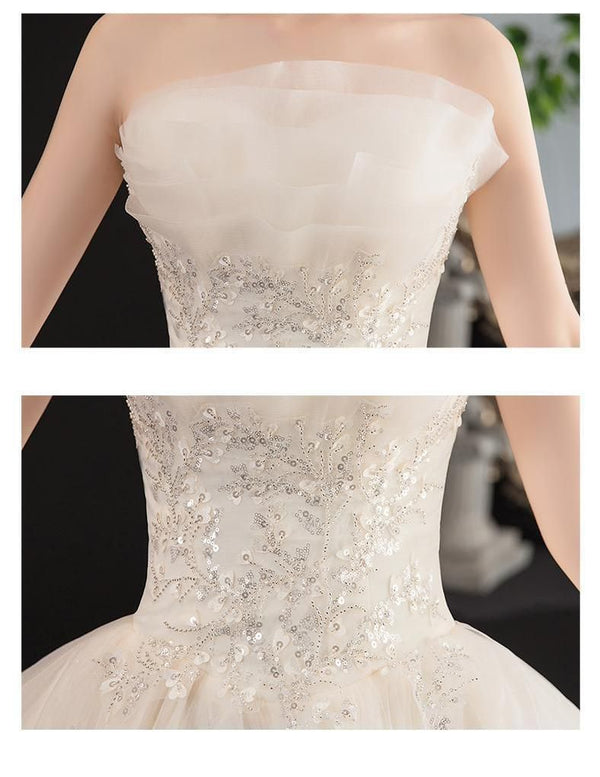 Sexy Champagne Sexy Strapless Simple Wedding Dress Lace | EdleessFashion