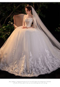 Sexy Wedding Dress Simple O Neck Half Sleeve Beautiful Lace Wedding Gown - EdleessFashion
