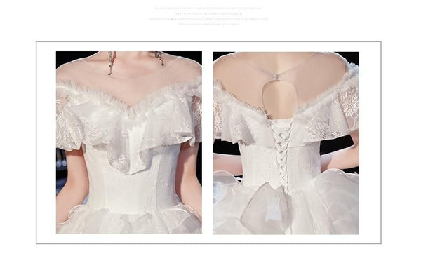 Sexy Big Sweep Train Luxury Applique Wedding Dress Ball Gown | EdleessFashion