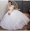 Sexy Beading Wedding Dress Applique Illusion Bridal Dress Ball Gown | EdleessFashion
